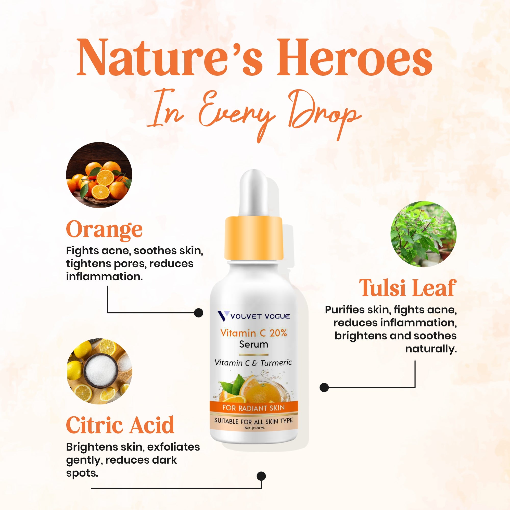 VITAMIN C 20% FACE SERUM FOR RADIANT SKIN, 30ML