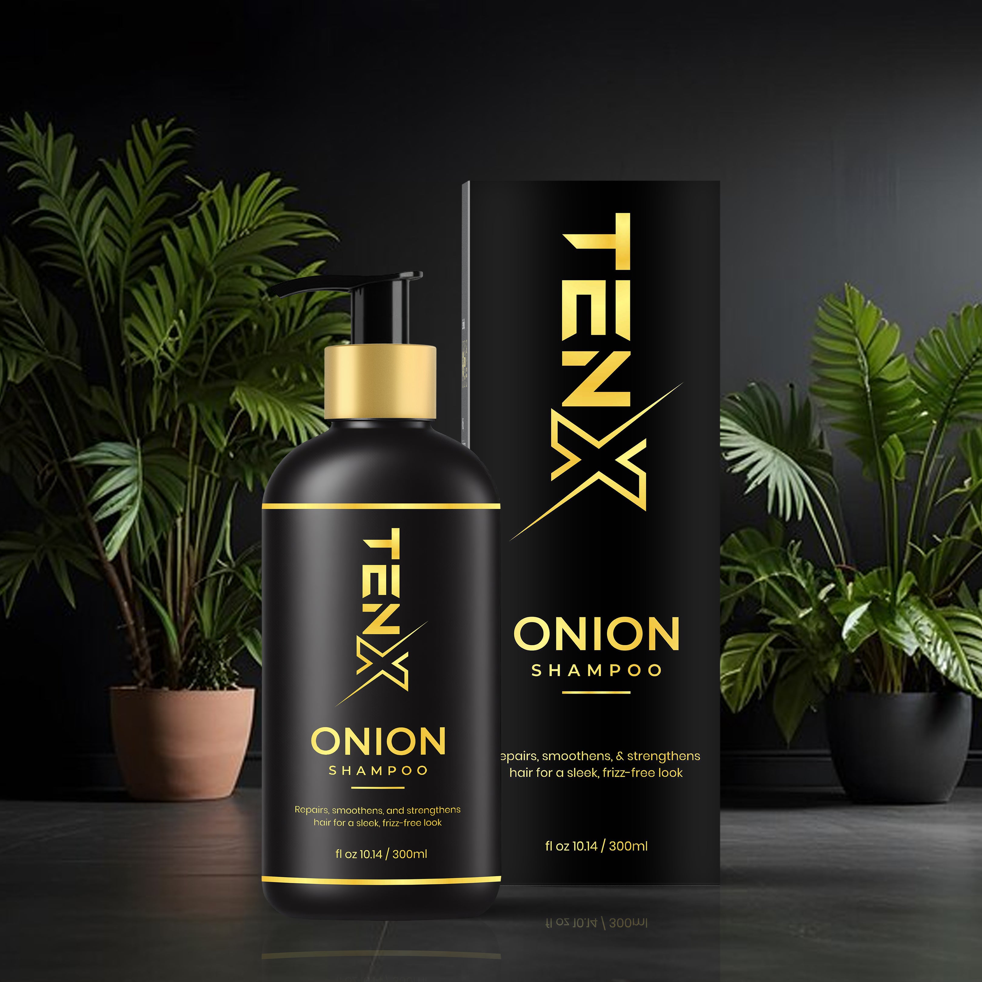 TENX ONION SHAMPOO FOR REPAIRS, SMOOTHENS, AND STRENGTHENS, 300ML