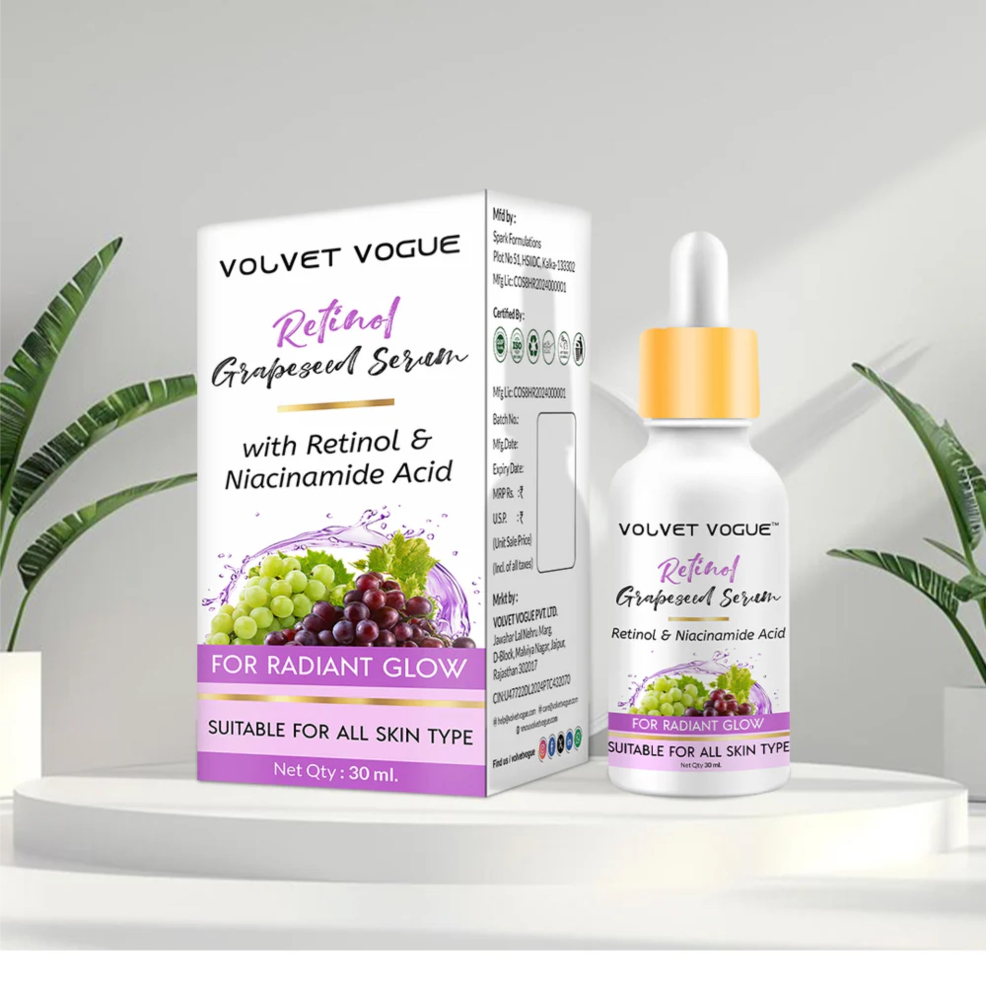 रेटिनॉल फेस सीरम रेडिएंट ग्लो के लिए, 30ML