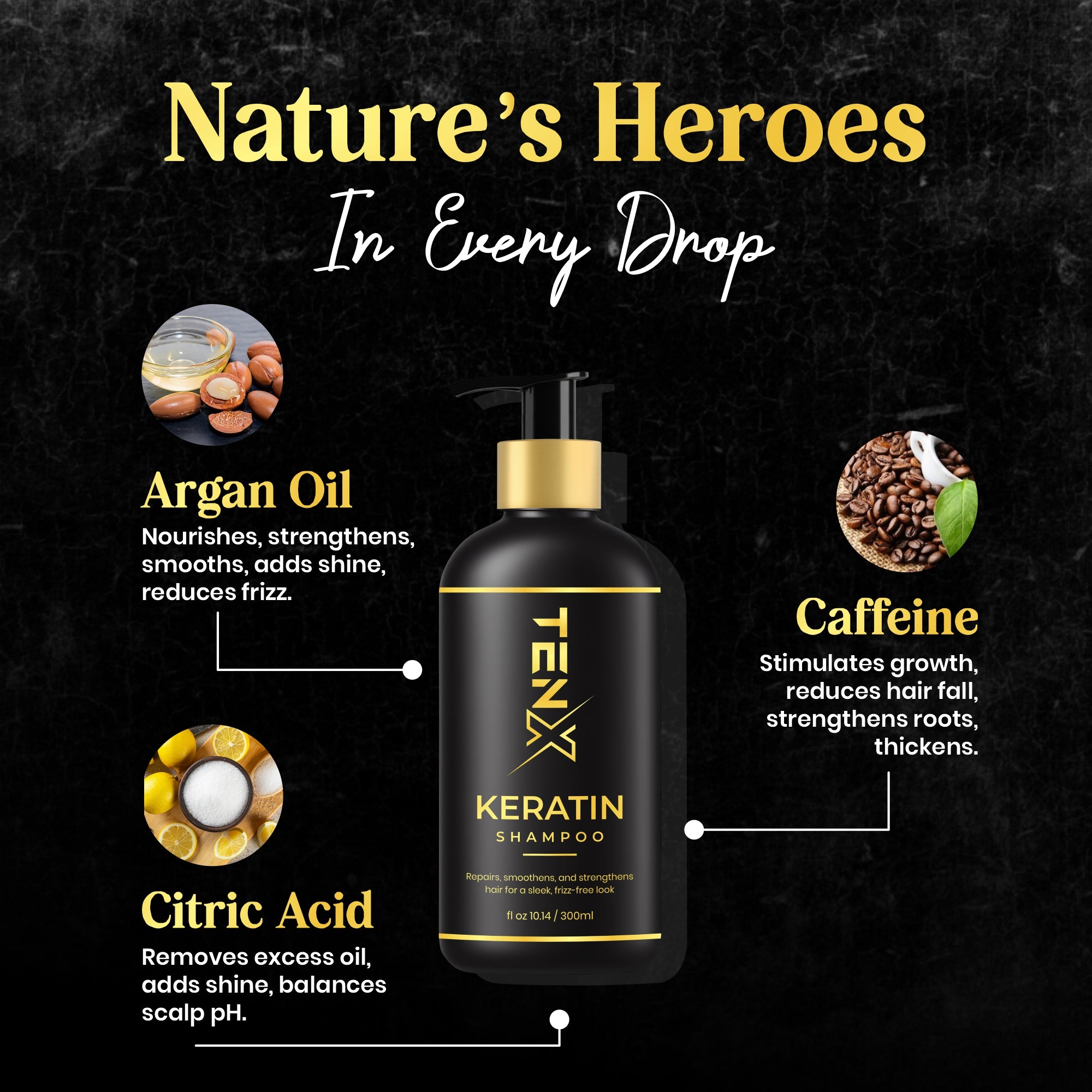 TENX KERATIN SHAMPOO FOR REPAIRS, SMOOTHENS, AND STRENGTHENS