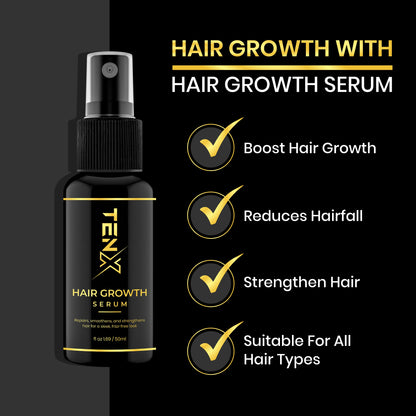 TENX HAIR GROWTH SERUM REPAIR, SMOTHENS AND STRENGTHNESS HAIR, 50ML