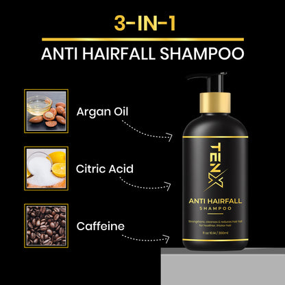 TENX ANTI HAIR FALL SHAMPOO FOR STRENGTHENS CLEANSES & REDUCES HAIR FALL, 300ML