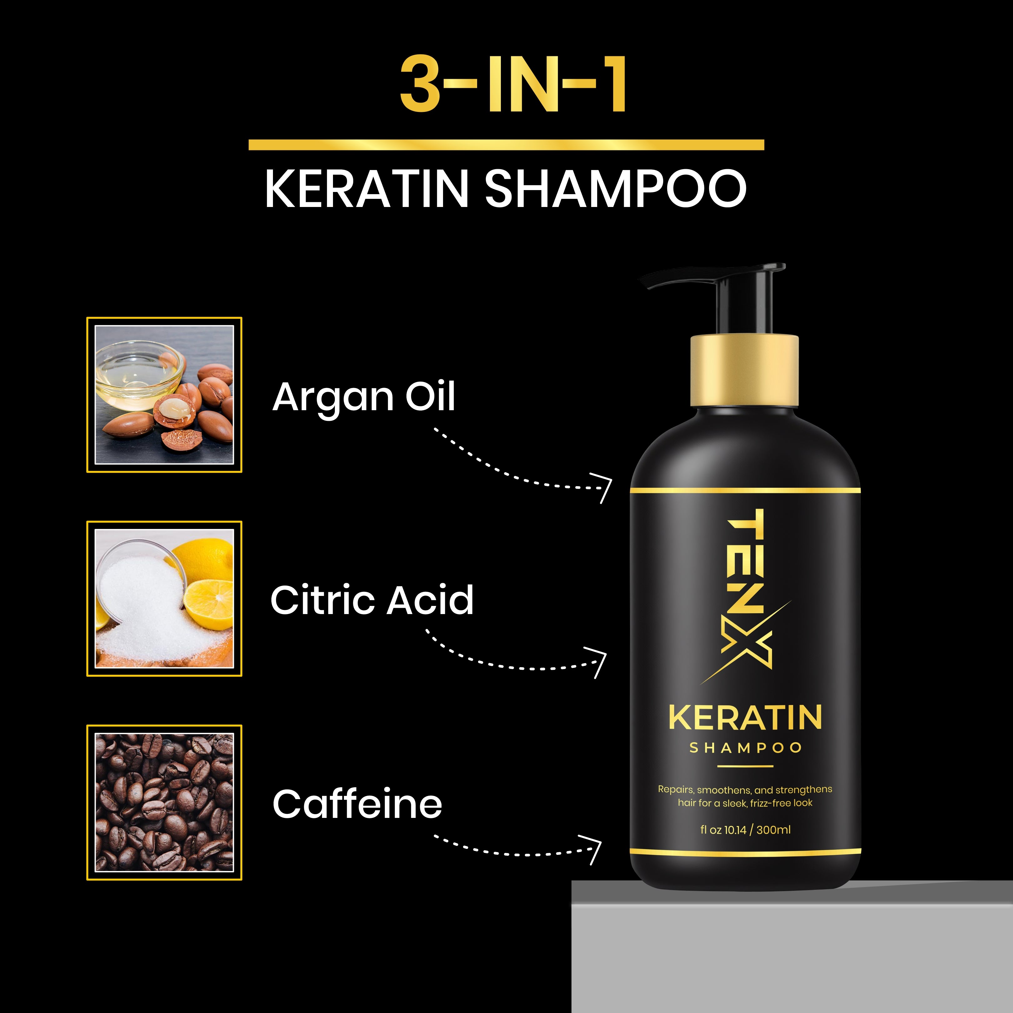 TENX KERATIN SHAMPOO FOR REPAIRS, SMOOTHENS, AND STRENGTHENS