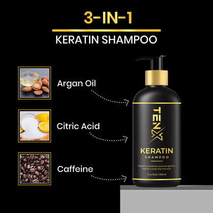 TENX KERATIN SHAMPOO FOR REPAIRS, SMOOTHENS, AND STRENGTHENS