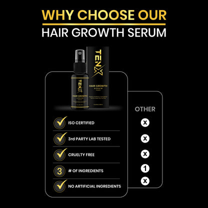 TENX HAIR GROWTH SERUM REPAIR, SMOTHENS AND STRENGTHNESS HAIR, 50ML