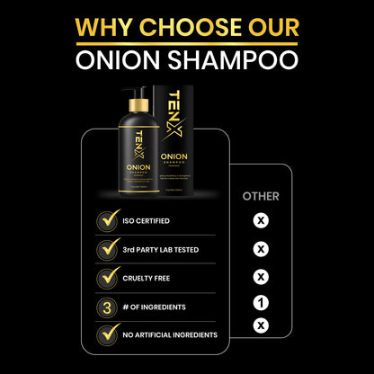 TENX ONION SHAMPOO FOR REPAIRS, SMOOTHENS, AND STRENGTHENS, 300ML