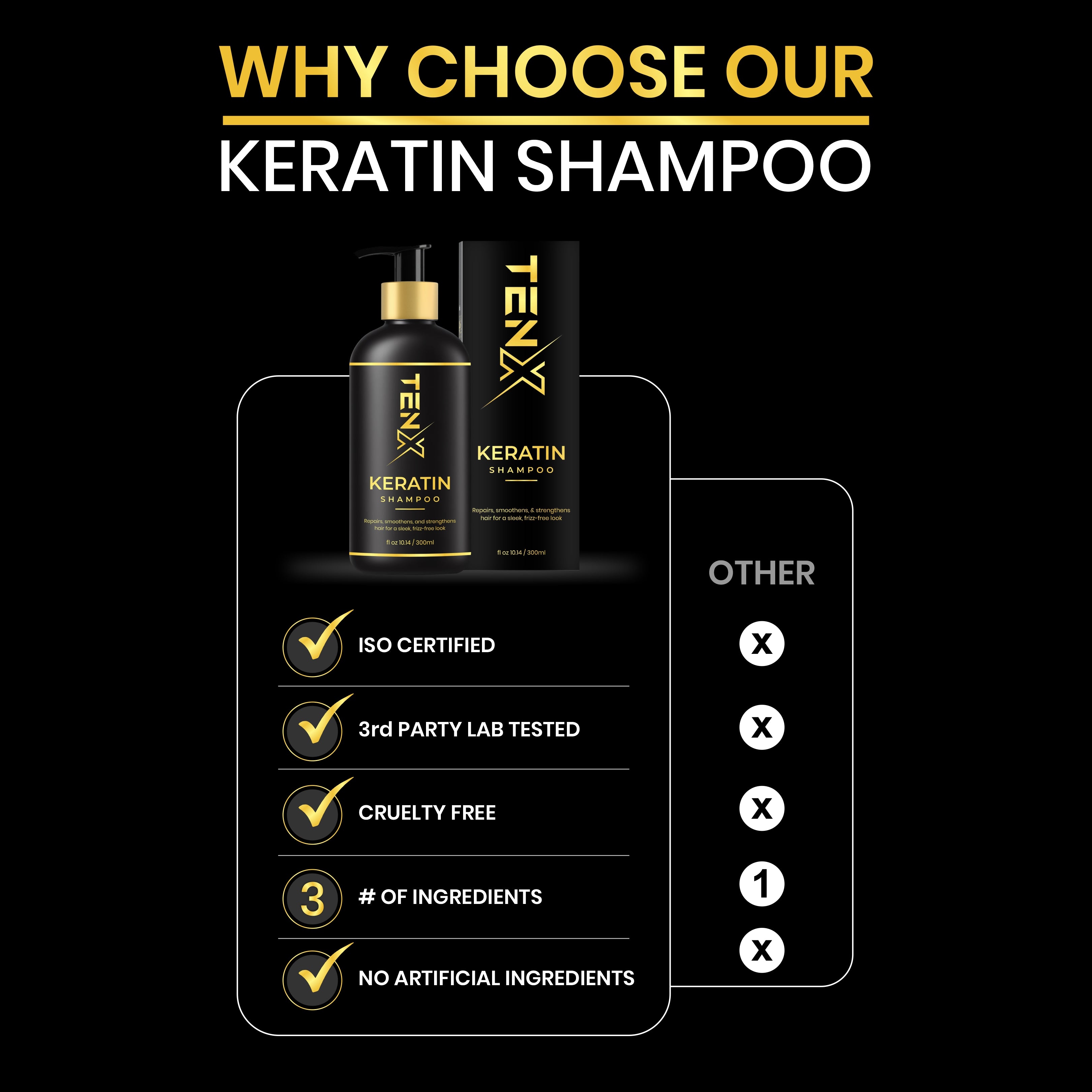 TENX KERATIN SHAMPOO FOR REPAIRS, SMOOTHENS, AND STRENGTHENS