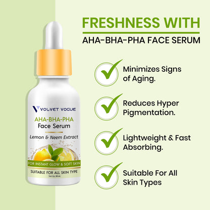 AHA BHA PHA SERUM FOR INSTANT GLOW & SOFT SKIN, 30ML