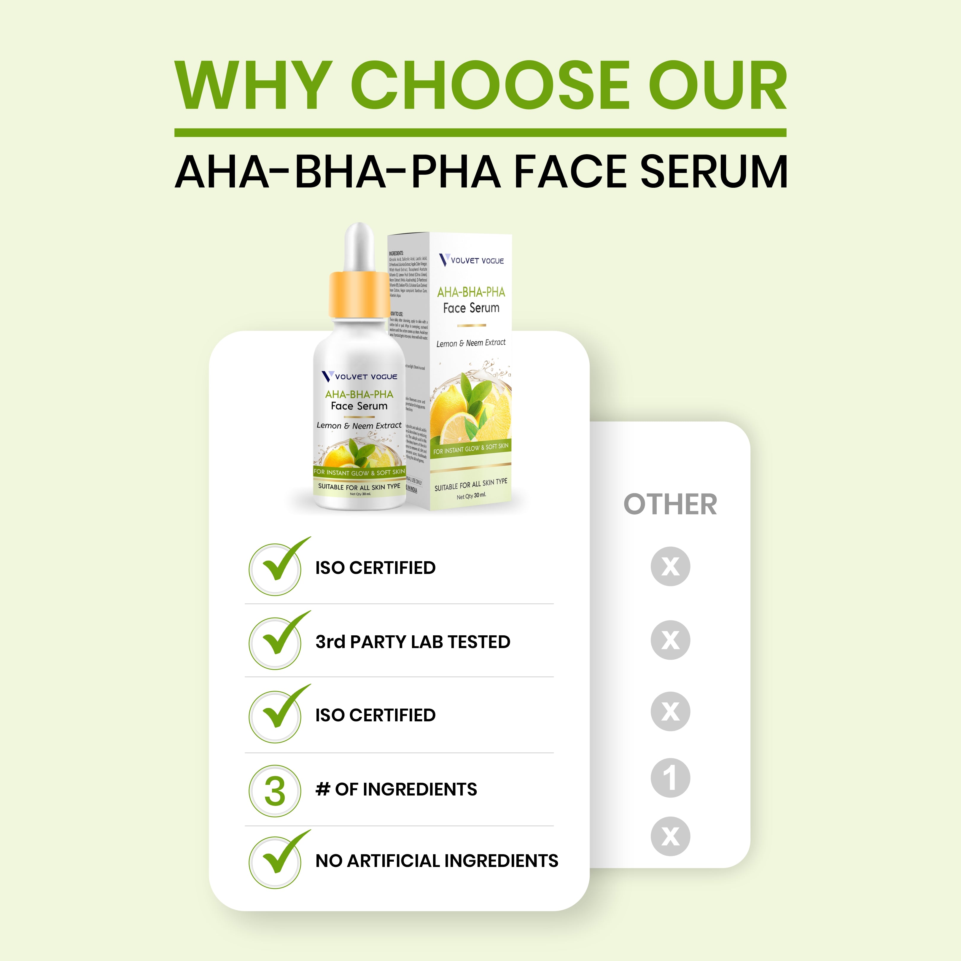 AHA BHA PHA SERUM FOR INSTANT GLOW & SOFT SKIN, 30ML